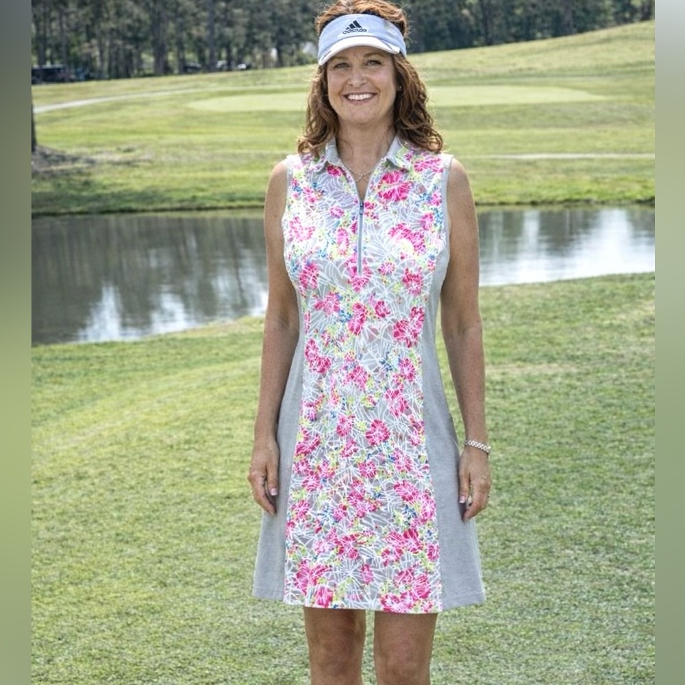 Pebble Beach Golf Sleeveless Dress with Zipper. Dry-luxe Performance